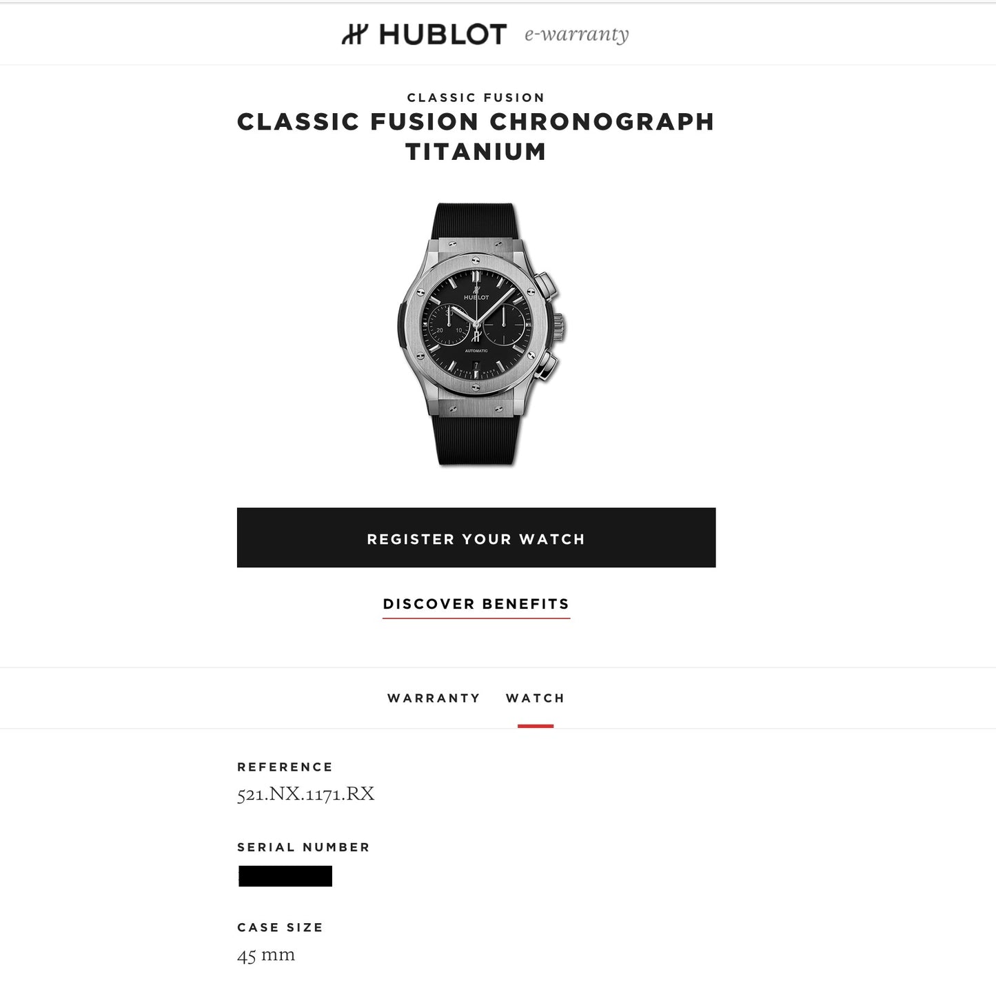 Hublot Classic Fusion Chronograph - 521.NX.1171.RX