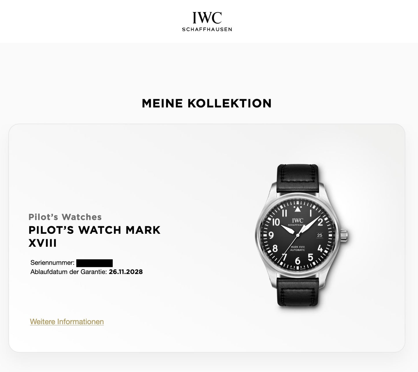 IWC Fliegeruhr Mark XVIII - IW327009